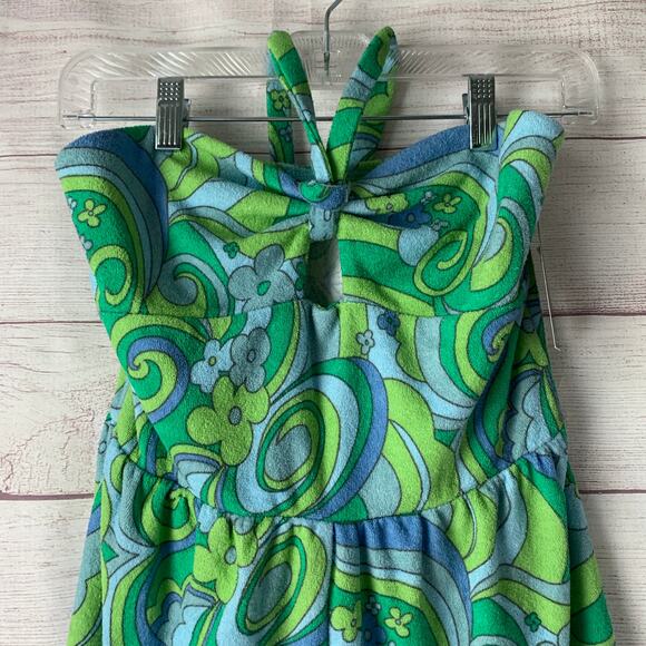 Wild Fable Terry Cloth Romper Floral Short Outfit Bow Front Keyhole Halter Tie S - Picture 2 of 15